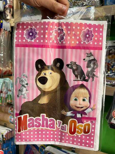 Bolsas de dulces plasticas masha y el oso paquete X 6 unidades