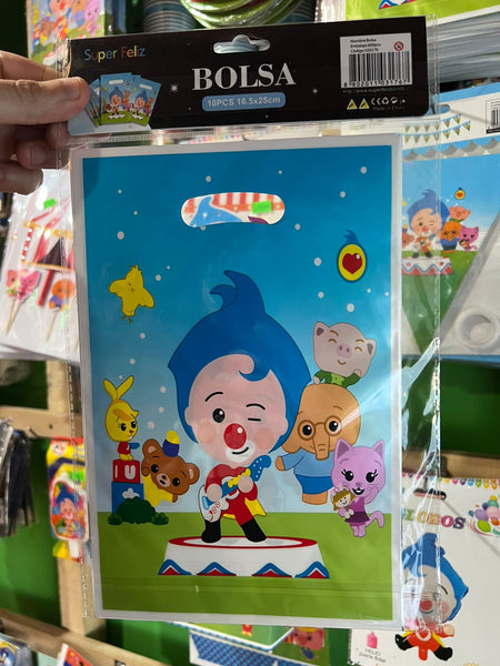 Bolsas de dulces plasticas payaso plim plim paquete x 10 unidades