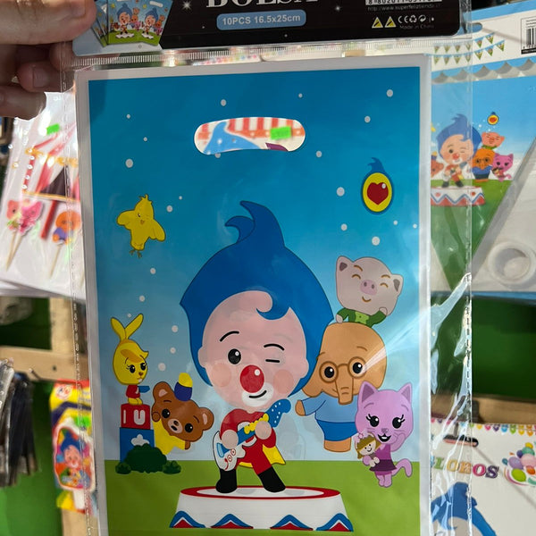 Bolsas de dulces plasticas payaso plim plim paquete x 10 unidades