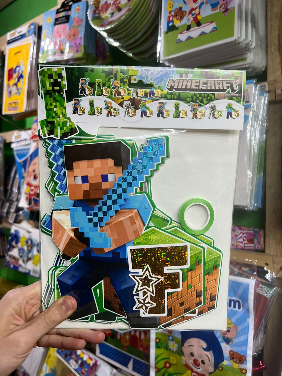 Banderin Feliz cumpleaños Minecraft