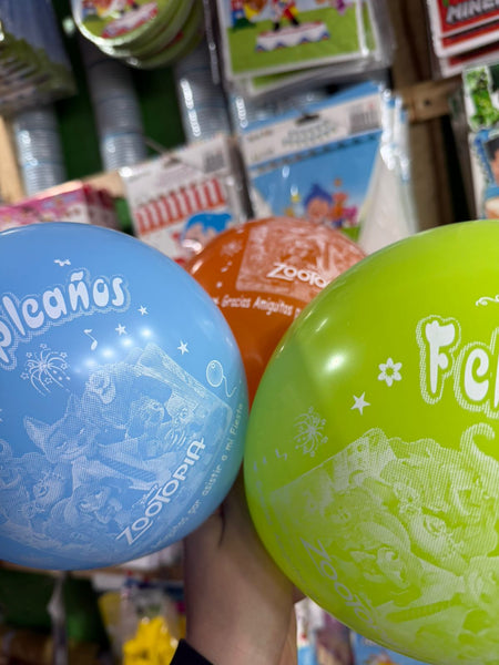 Globos latex Zootopia, paquete X 12 unidades