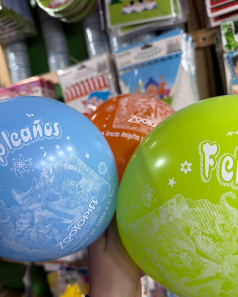Globos latex Zootopia, paquete X 12 unidades
