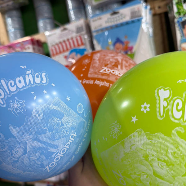 Globos latex Zootopia, paquete X 12 unidades