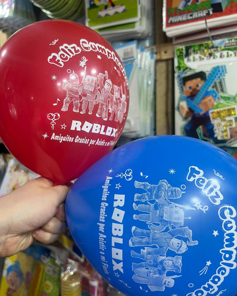 Globos latex impresos roblox paquete X 12 unidades