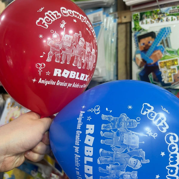 Globos latex impresos roblox paquete X 12 unidades