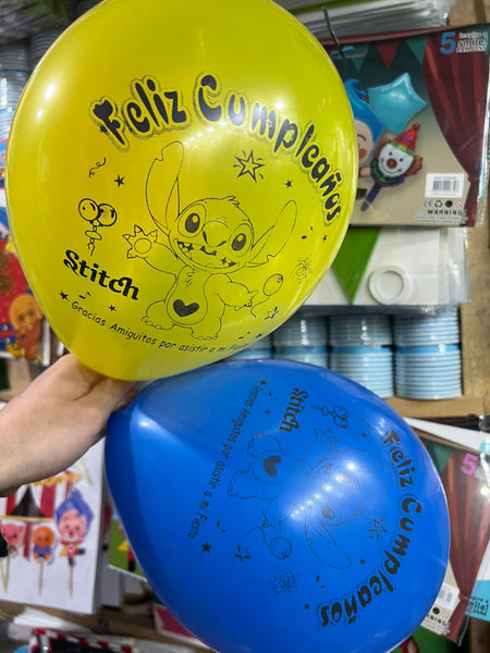 Globos latex impresos lilo y stich paquete X 12 unidades