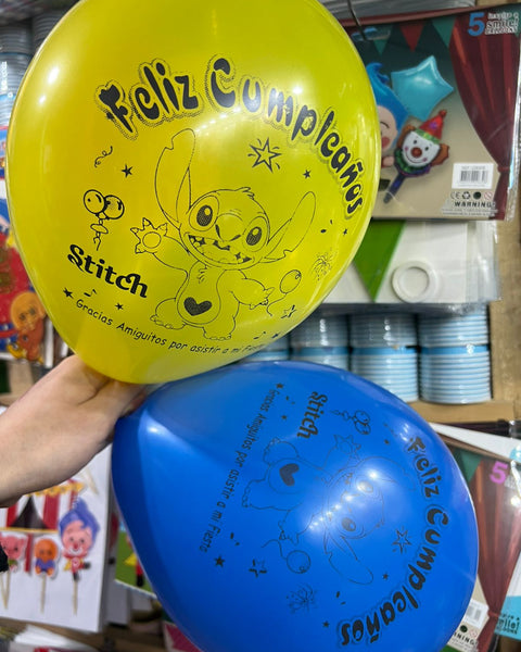 Globos latex impresos lilo y stich paquete X 12 unidades