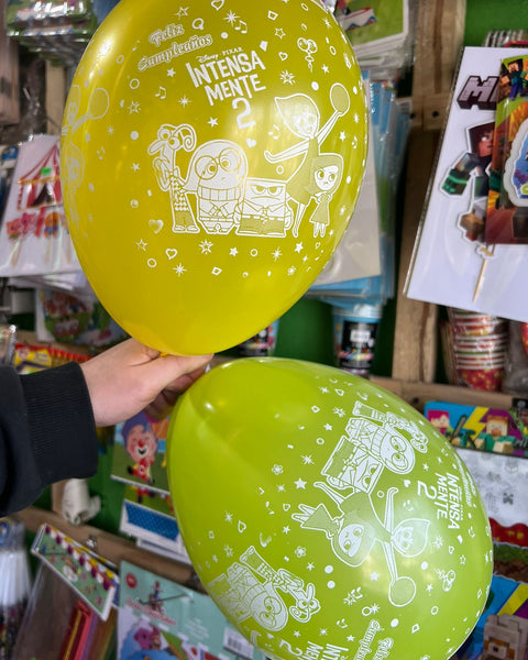 Globos latex impresos intensamente paquete X 12 unidades