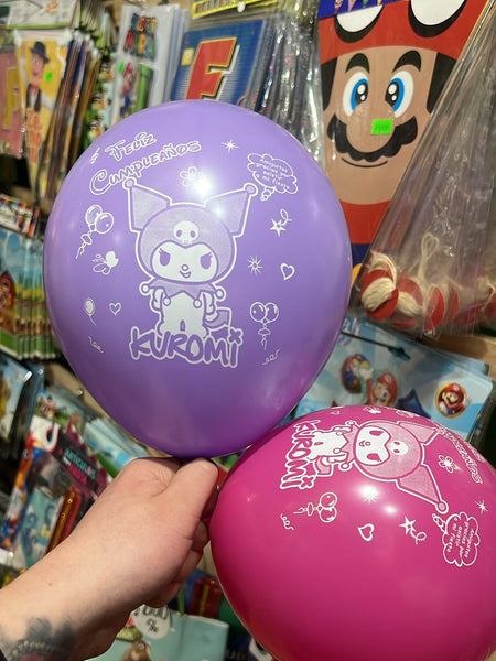 Globos latex impresos kuromi paquete X 12 unidades