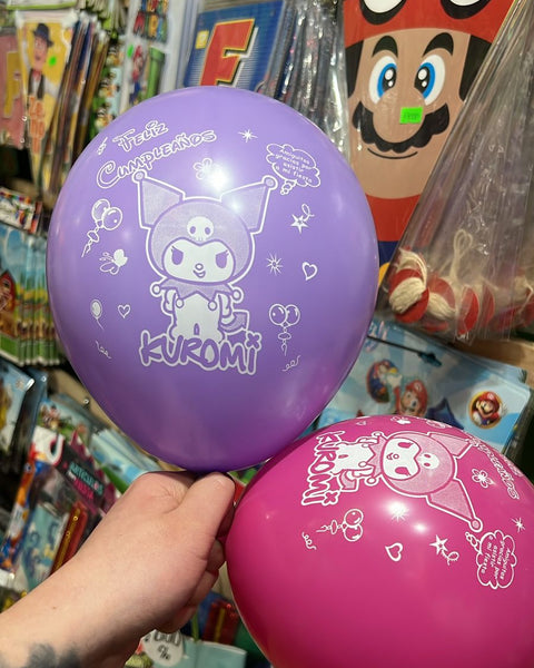 Globos latex impresos kuromi paquete X 12 unidades