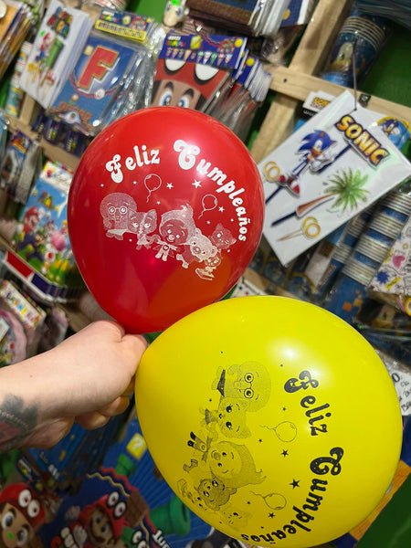 Globos latex impresos payaso plim plim paquete X 12 unidades