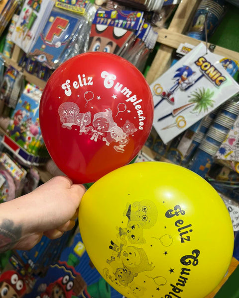 Globos latex impresos payaso plim plim paquete X 12 unidades