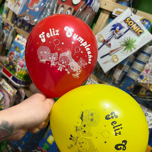 Globos latex impresos payaso plim plim paquete X 12 unidades