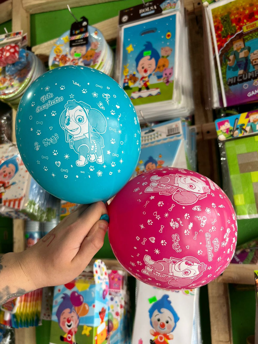 Globos latex impresos skye/paw patrol paquete X 12 unidades