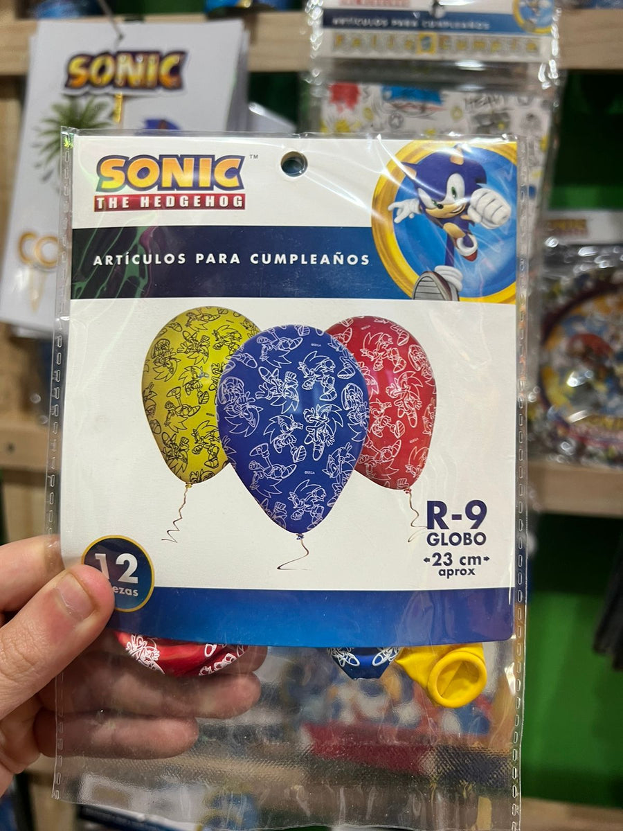 Globos latex impresos sonic paquete X 12 unidades