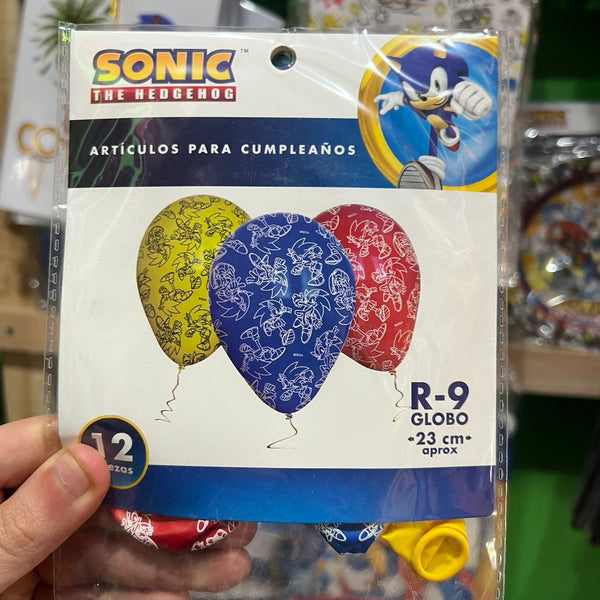 Globos latex impresos sonic paquete X 12 unidades