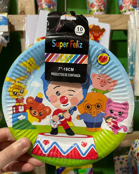 Platos payaso plim plim paquete X 10 unidades