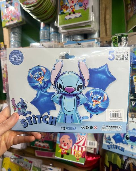 Set globos lilo y stich, 5 piezas