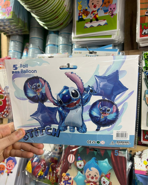 Set globos lilo y stich, 5 piezas