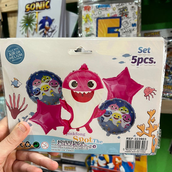 Set globos baby shark, 5 piezas