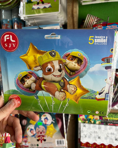 Set globos paw patrol, 5 piezas
