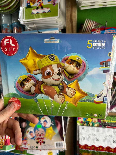 Set globos paw patrol, 5 piezas