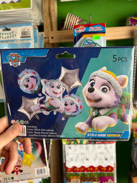 Set globos paw patrol, 5 piezas