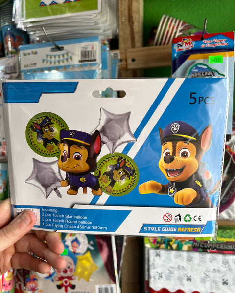 Set globos paw patrol, 5 piezas