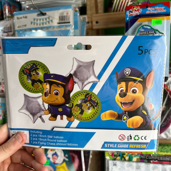 Set globos paw patrol, 5 piezas
