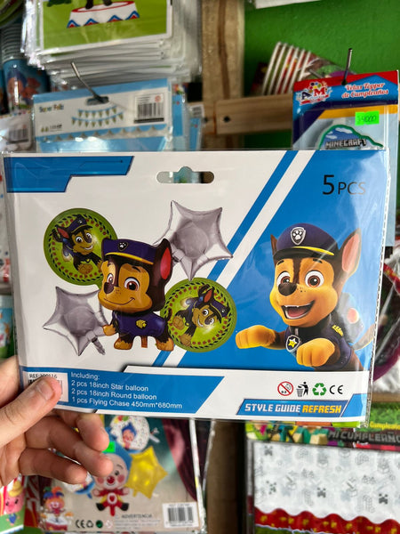 Set globos paw patrol, 5 piezas