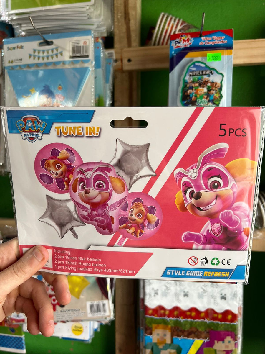 Set globos paw patrol, 5 piezas