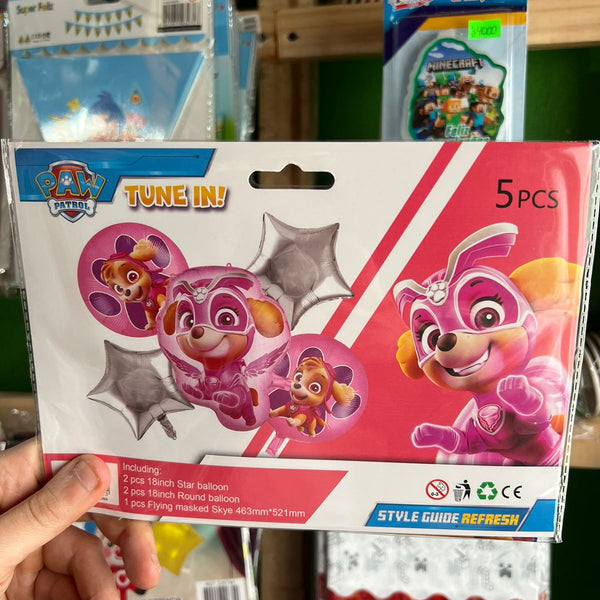 Set globos skye/paw patrol, 5 piezas