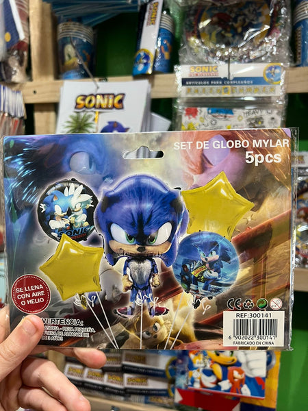 Set globos sonic, 5 piezas