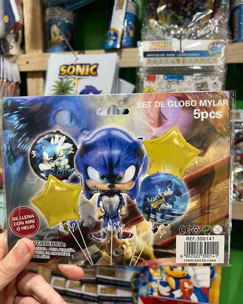 Set globos sonic, 5 piezas