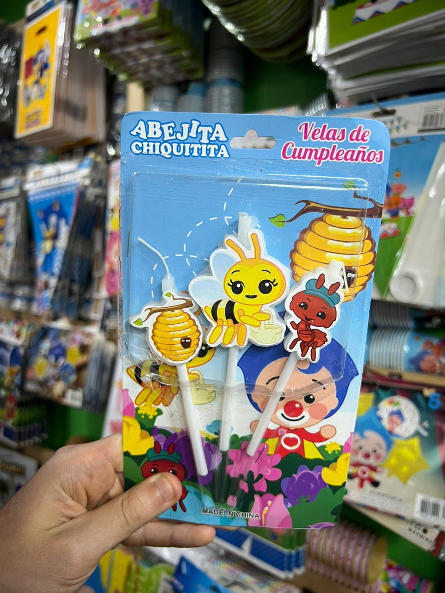 Vela cumpleaños Abejita chiquitita x3 personajes