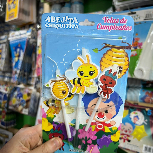Vela cumpleaños Abejita chiquitita x3 personajes
