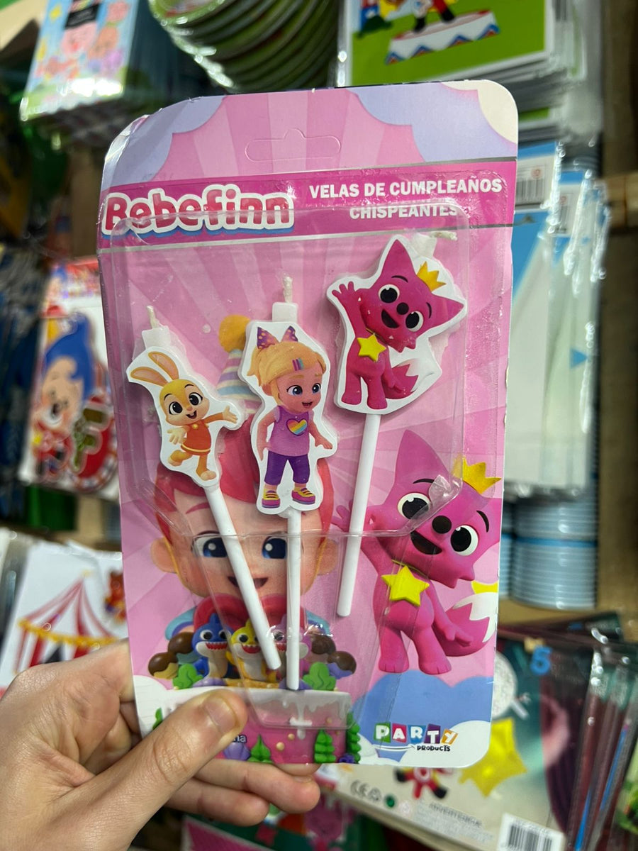 Vela cumpleaños Bebefinn x3 personajes