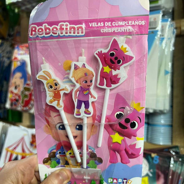 Vela cumpleaños Bebefinn x3 personajes