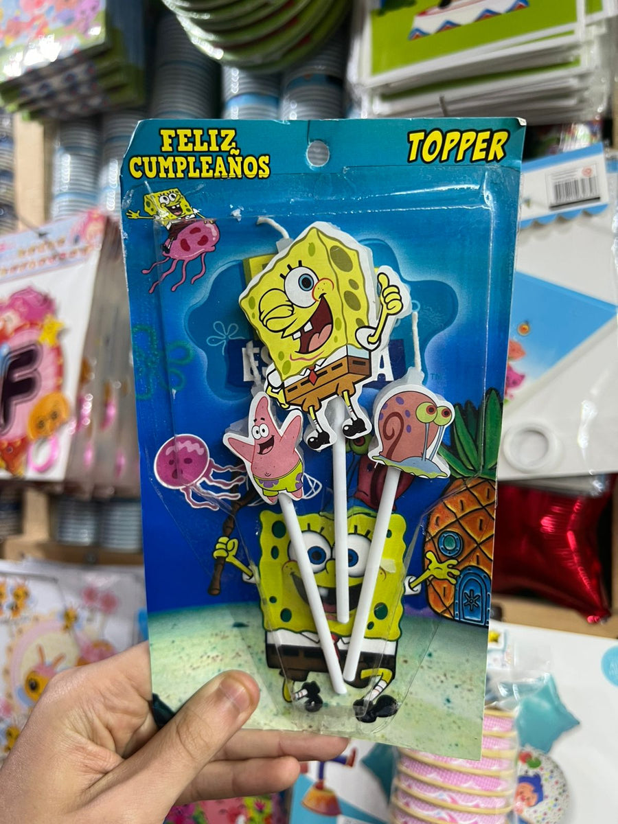 Vela cumpleaños Bob esponja x3 personajes