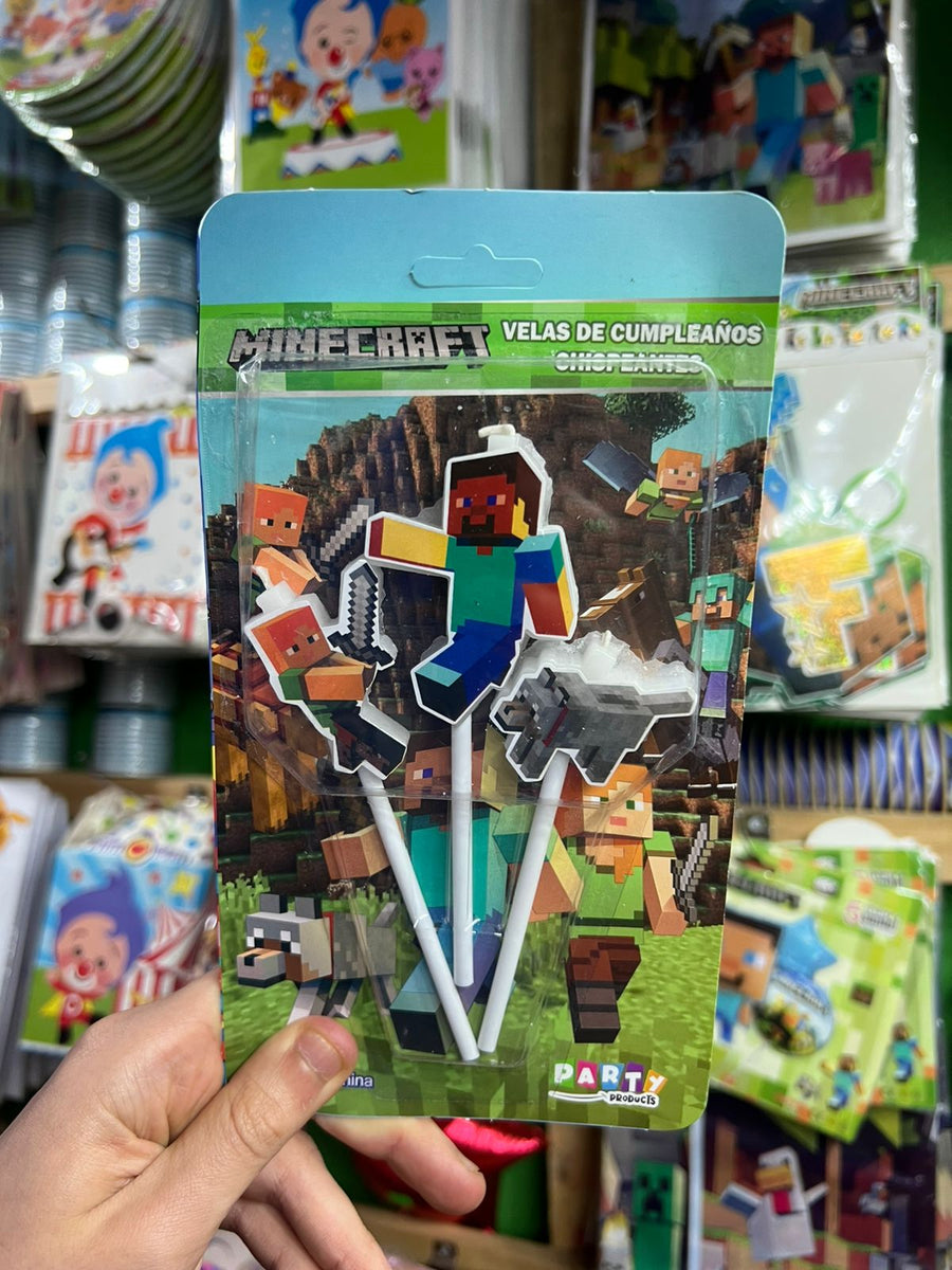 Vela cumpleaños Minecraft x3 personajes