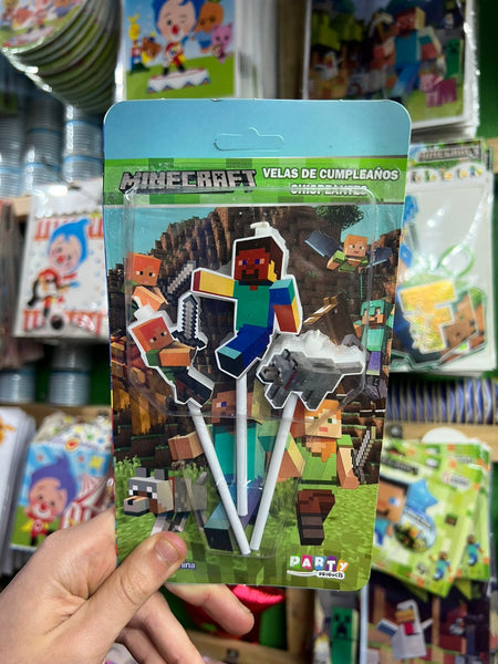Vela cumpleaños Minecraft x3 personajes