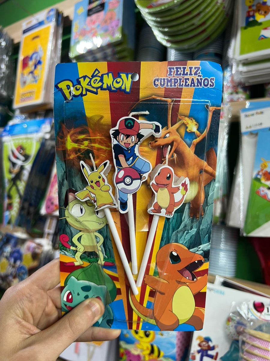 Vela cumpleaños Pokemon x3 personajes