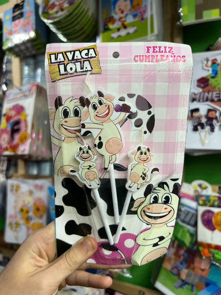 Vela cumpleaños Vaca lola x3 personajes