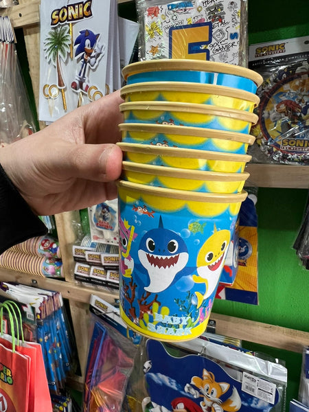 Vasos baby shark paquete X 6 unidades