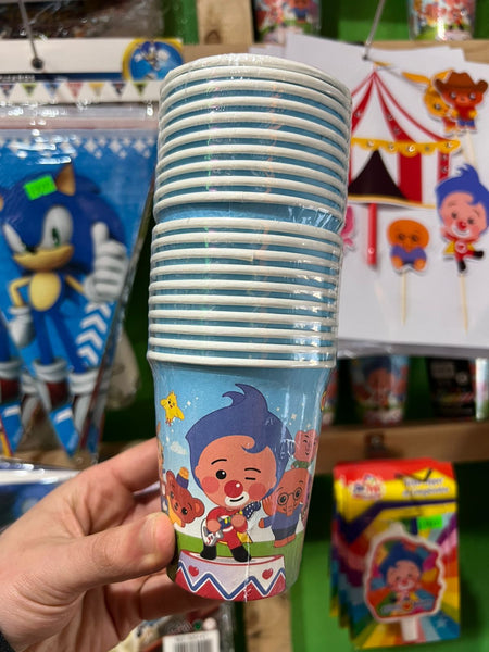Vasos payaso plim plim paquete X 10 unidades