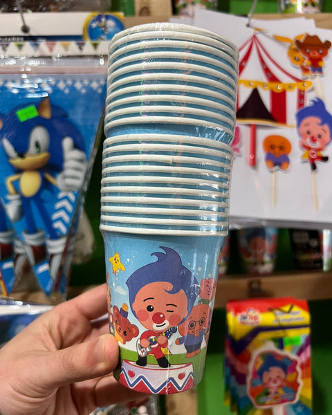 Vasos payaso plim plim paquete X 10 unidades