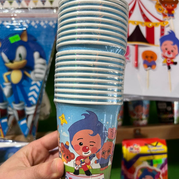 Vasos payaso plim plim paquete X 10 unidades