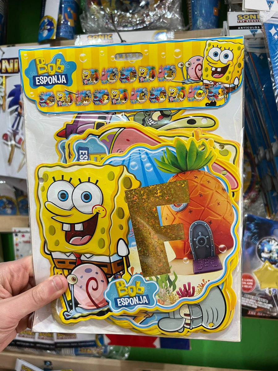 Banderin de feliz cumpleaños bob esponja