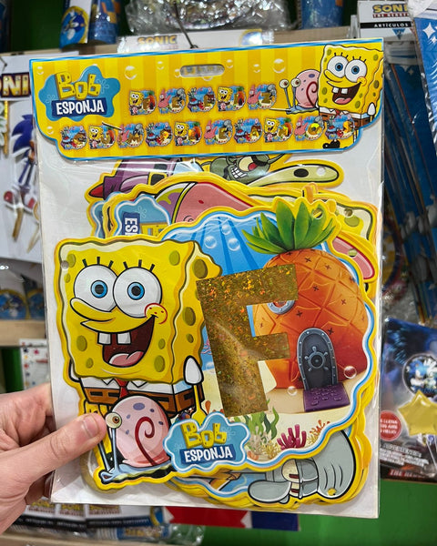 Banderin de feliz cumpleaños bob esponja