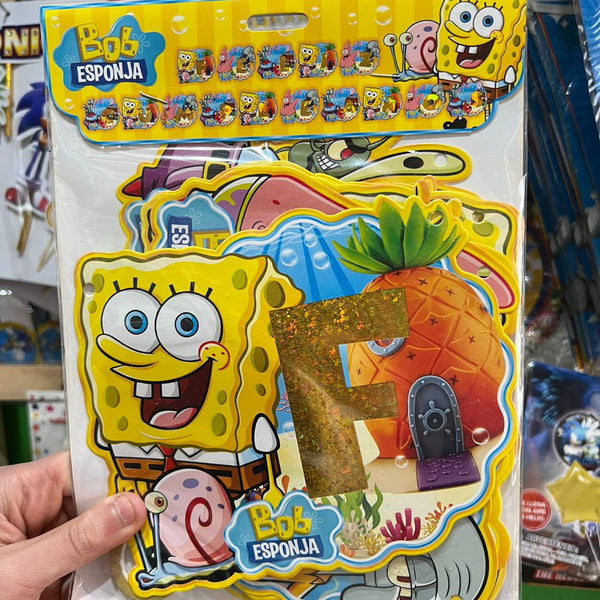 Banderin de feliz cumpleaños bob esponja